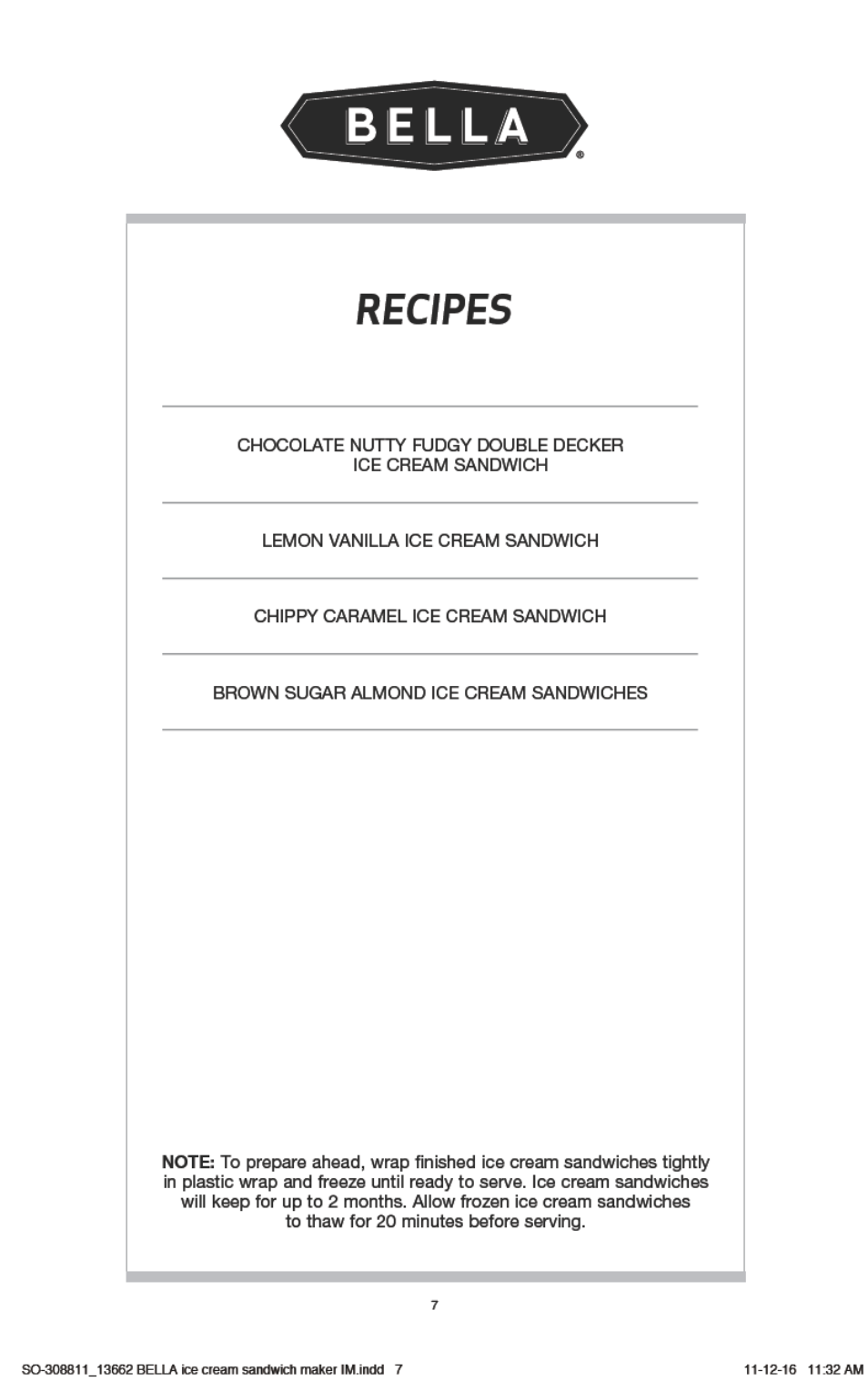 BELLA 13662 Ice Cream Sandwich Maker User Manual | Page 10 / 29