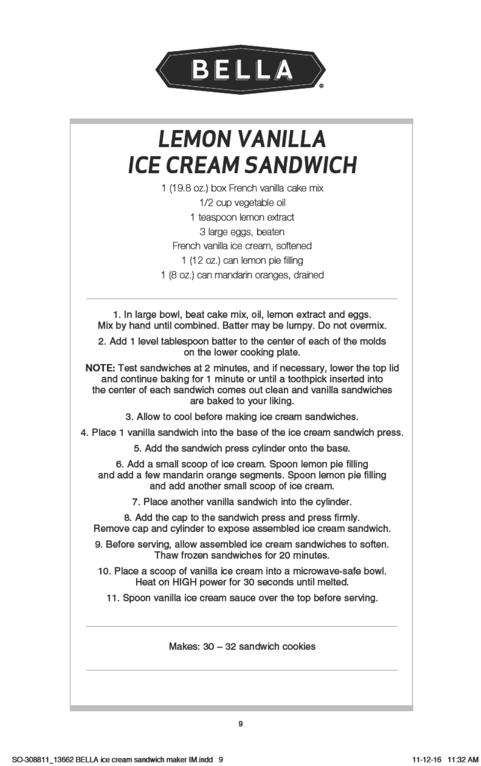 BELLA 13662 Ice Cream Sandwich Maker User Manual | Page 12 / 29