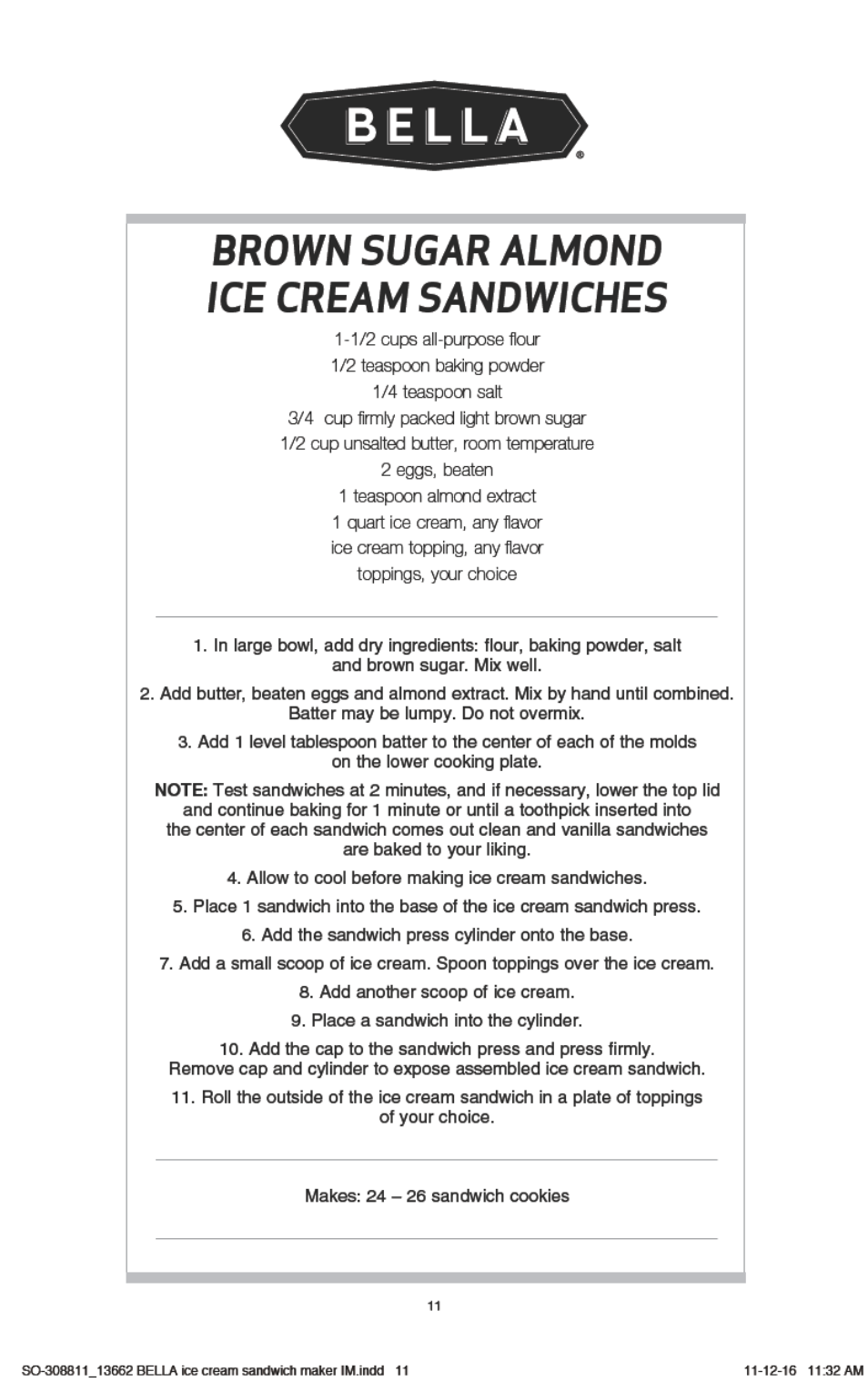 BELLA 13662 Ice Cream Sandwich Maker User Manual | Page 14 / 29