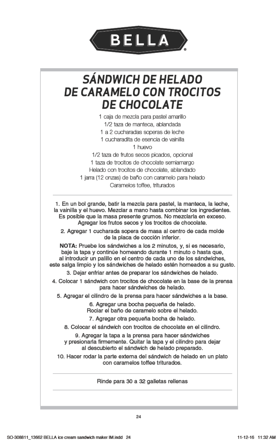 BELLA 13662 Ice Cream Sandwich Maker User Manual | Page 27 / 29
