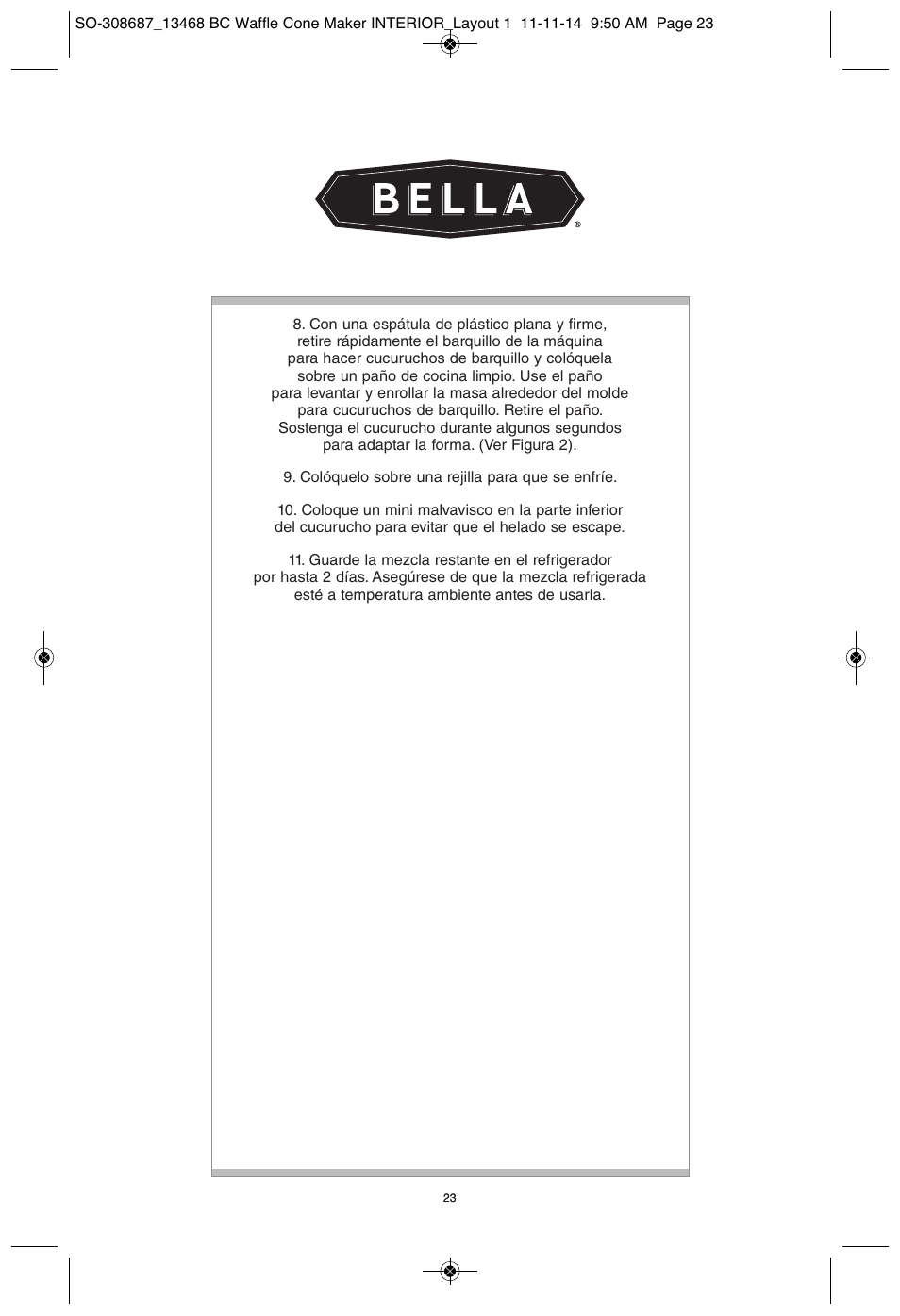 BELLA 13468 Waffle Cone Maker User Manual | Page 23 / 28