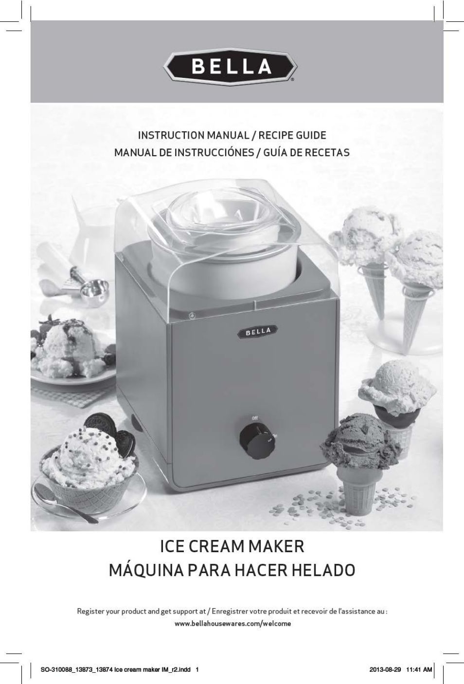 BELLA 13873 1.5QT Ice Cream Maker User Manual | 24 pages