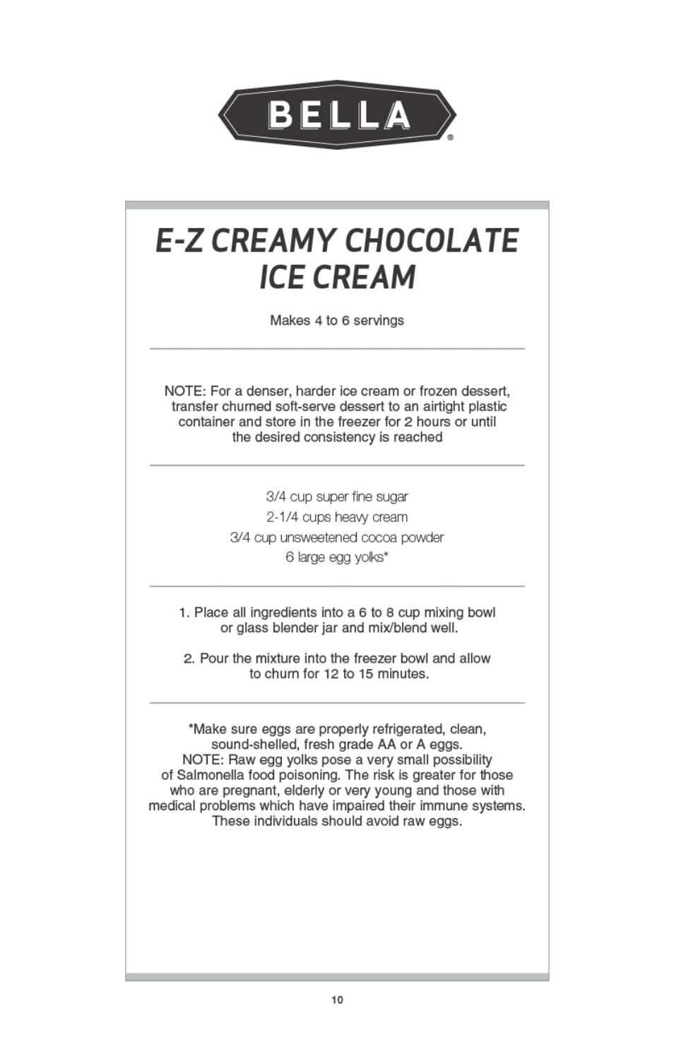 BELLA 13638 1 Liter Ice Cream Maker User Manual | Page 12 / 32