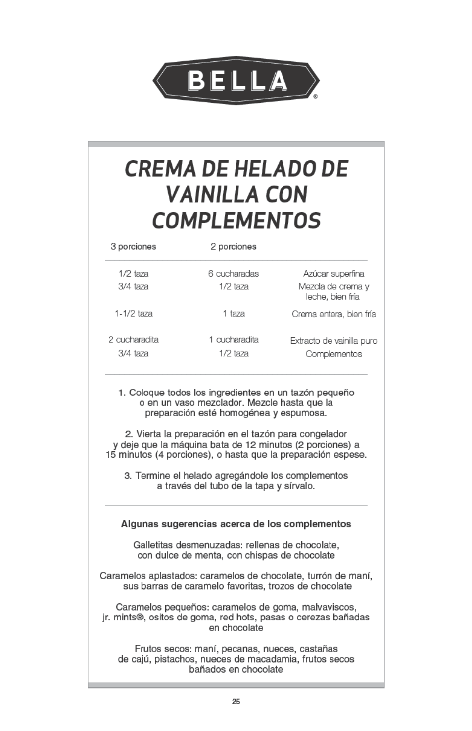 BELLA 13638 1 Liter Ice Cream Maker User Manual | Page 26 / 32