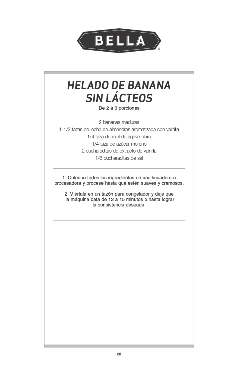 BELLA 13638 1 Liter Ice Cream Maker User Manual | Page 29 / 32