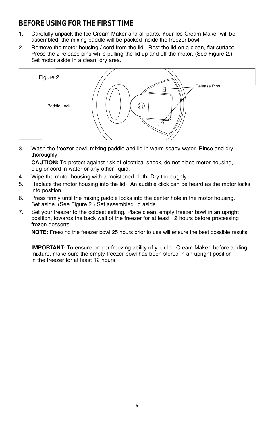 Before using for the first time | BELLA 13638 1 Liter Ice Cream Maker User Manual | Page 7 / 32