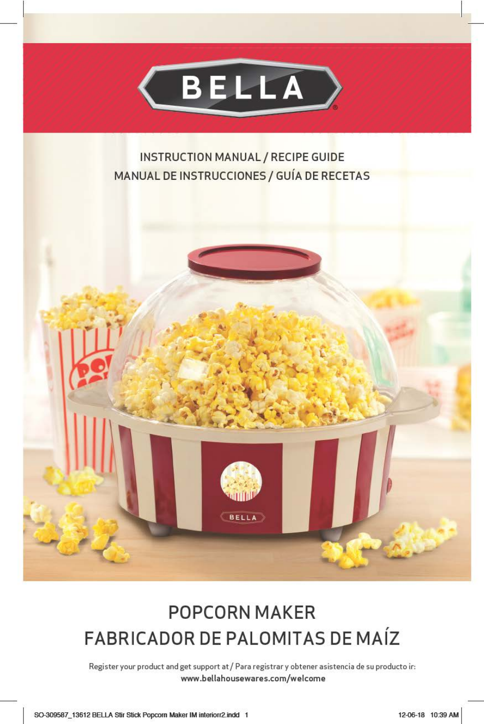 BELLA 13553 Stir Stick Popcorn Maker User Manual | 20 pages