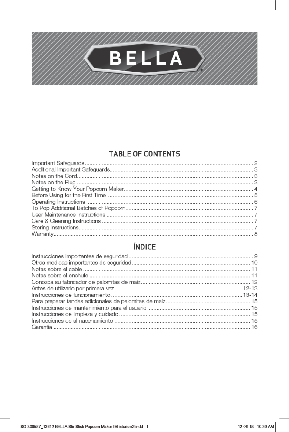 BELLA 13553 Stir Stick Popcorn Maker User Manual | Page 3 / 20