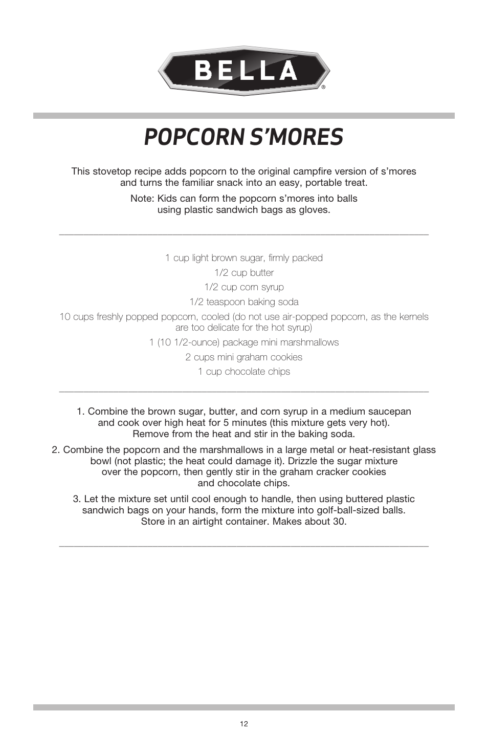 Popcorn s’mores | BELLA 13566 Theater Popcorn Maker User Manual | Page 14 / 28
