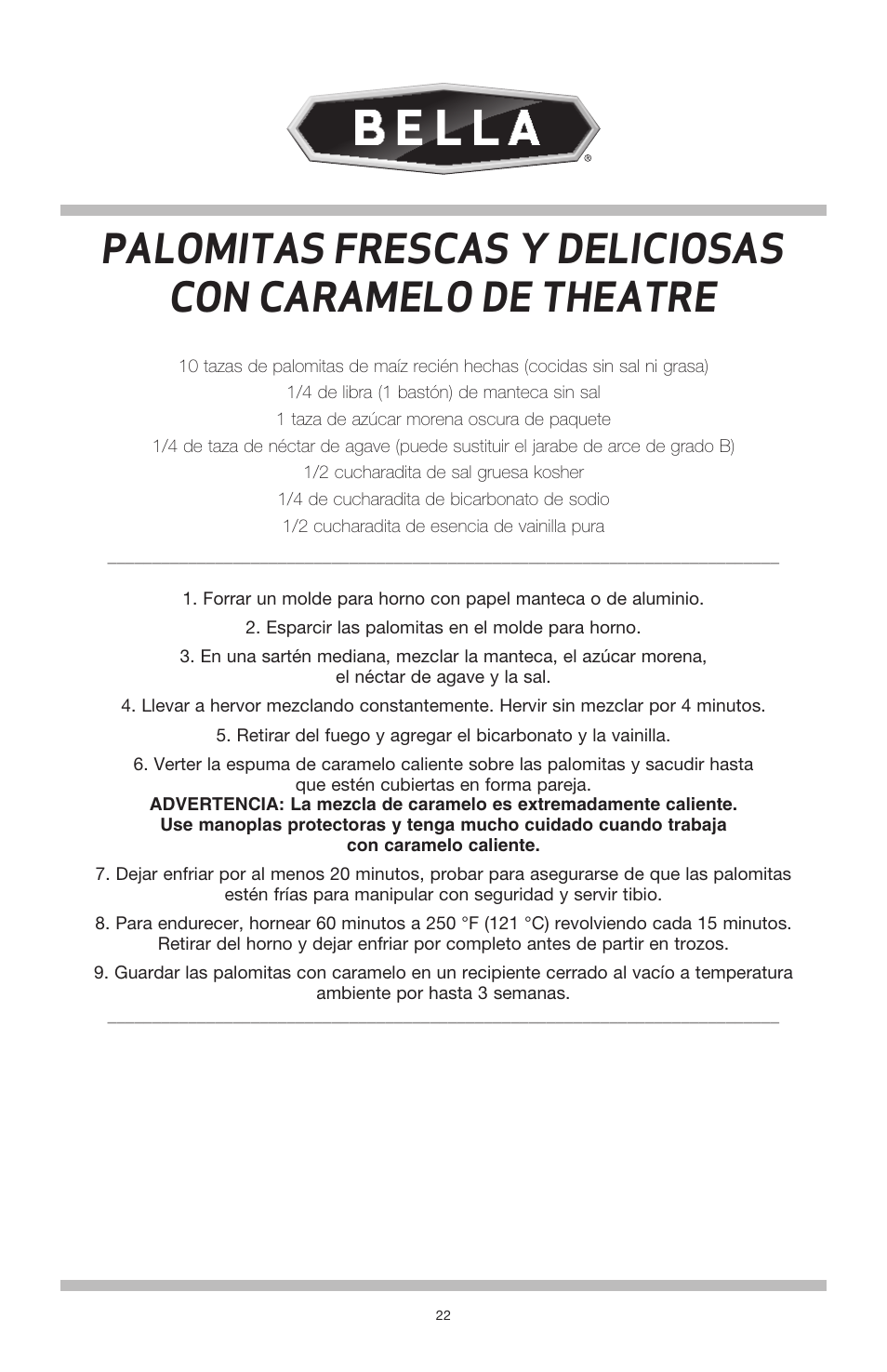 BELLA 13566 Theater Popcorn Maker User Manual | Page 24 / 28
