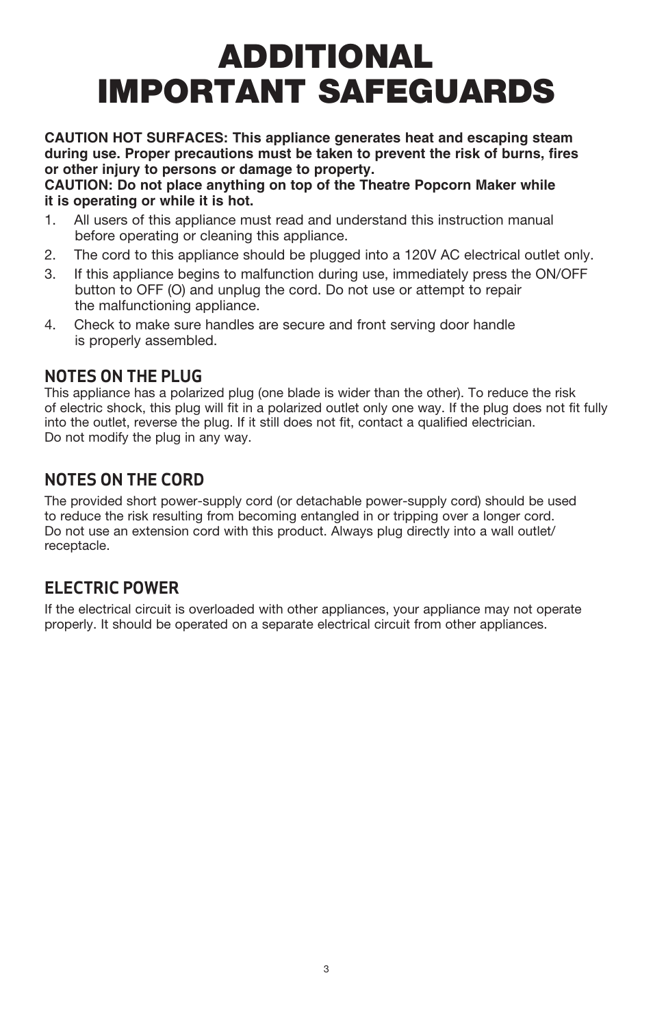 Additional important safeguards | BELLA 13566 Theater Popcorn Maker User Manual | Page 5 / 28