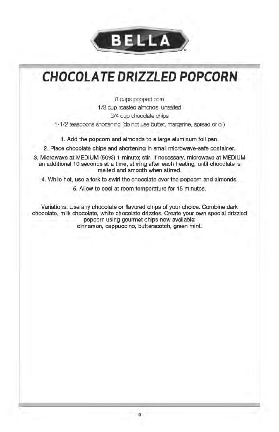 BELLA 13554 Hot Air Popcorn Maker User Manual | Page 10 / 21