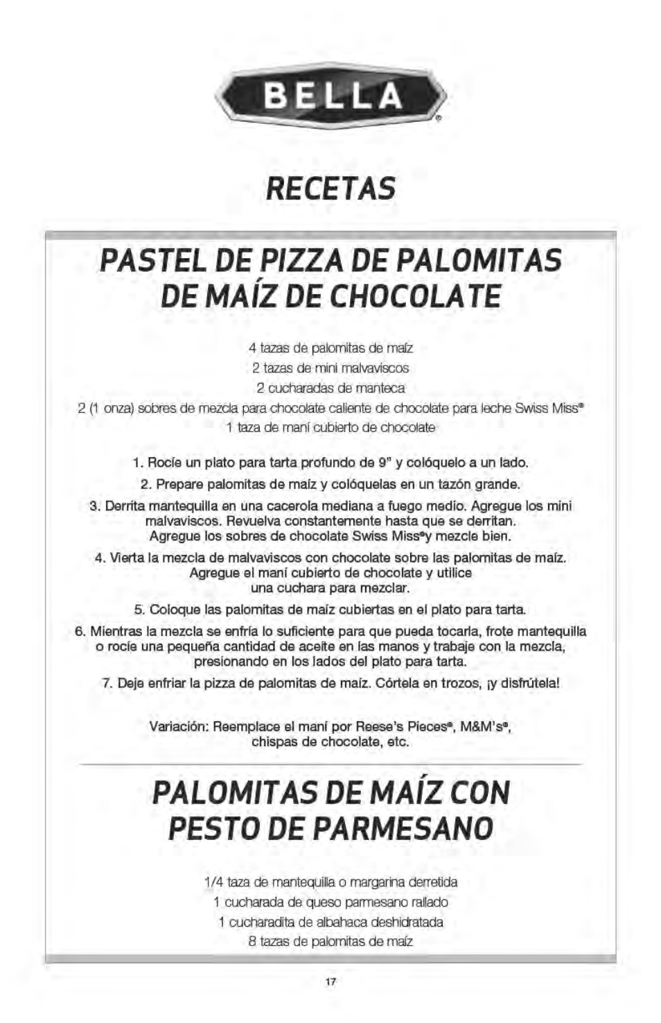 BELLA 13554 Hot Air Popcorn Maker User Manual | Page 18 / 21