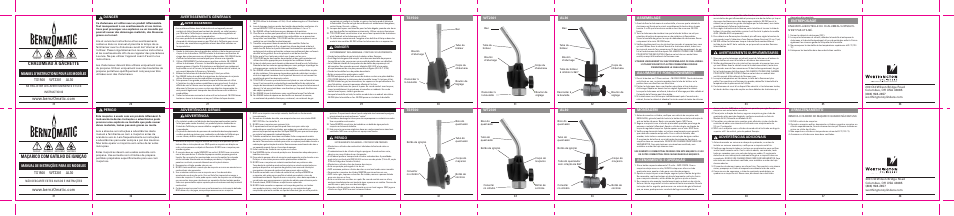 Maçarico com gatilho de ignição, Chalumeau à gâchette, Perigo | Advertências gerais advertência, Ts1500, Acendimento e operação, Advertências adicionais, Armazenamento, Danger, Avertissements généraux avertissement | BernzOmatic WPK2301 User Manual | Page 2 / 2