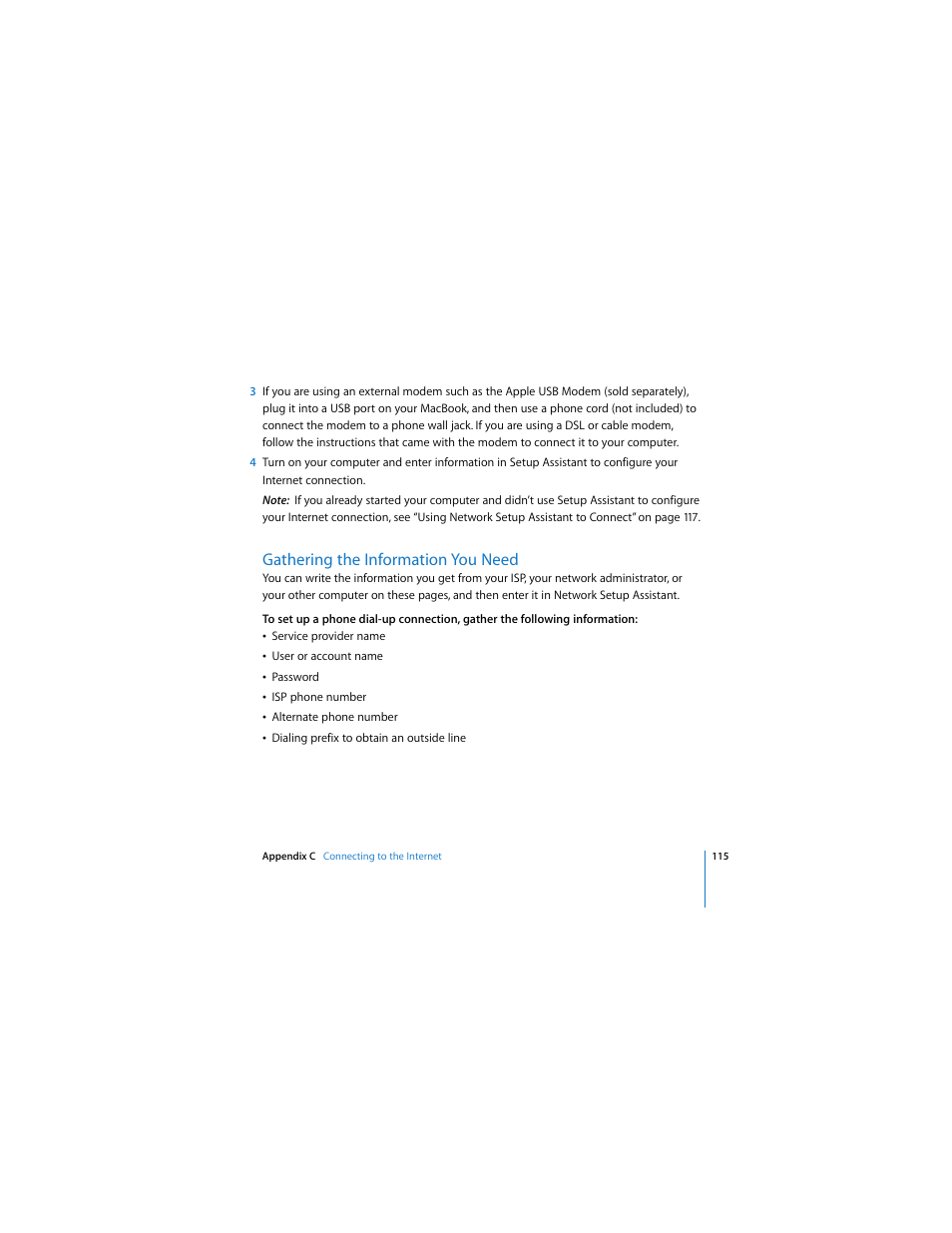 Gathering the information you need | Apple MACBOOK User Manual | Page 115 / 138