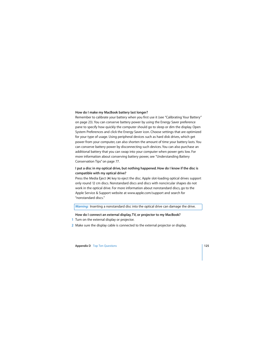 Apple MACBOOK User Manual | Page 125 / 138