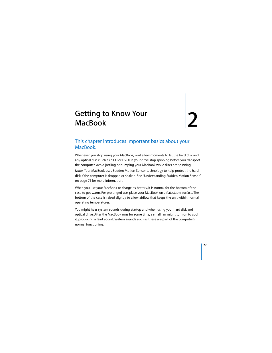 Getting to know your macbook | Apple MACBOOK User Manual | Page 27 / 138