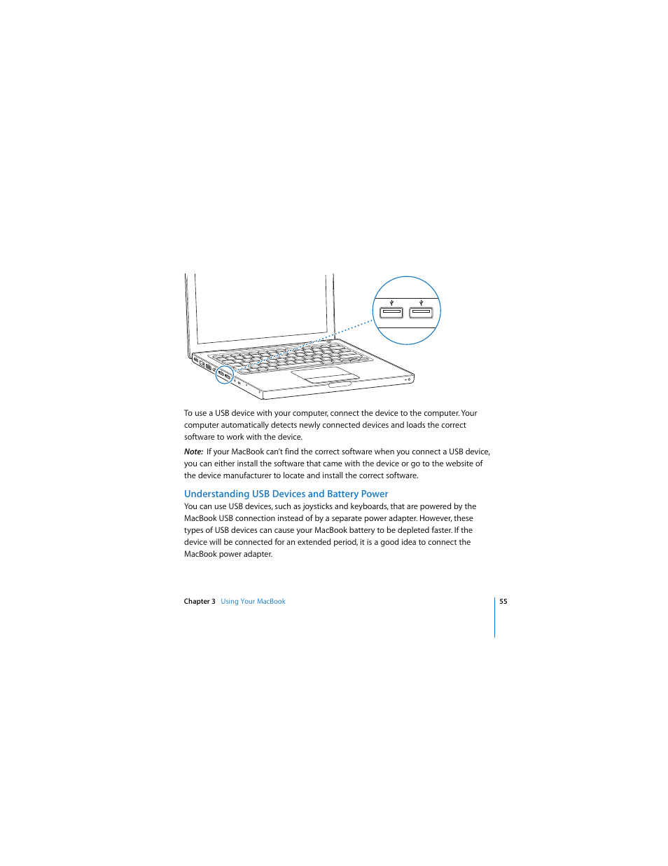 Understanding usb devices and battery power | Apple MACBOOK User Manual | Page 55 / 138