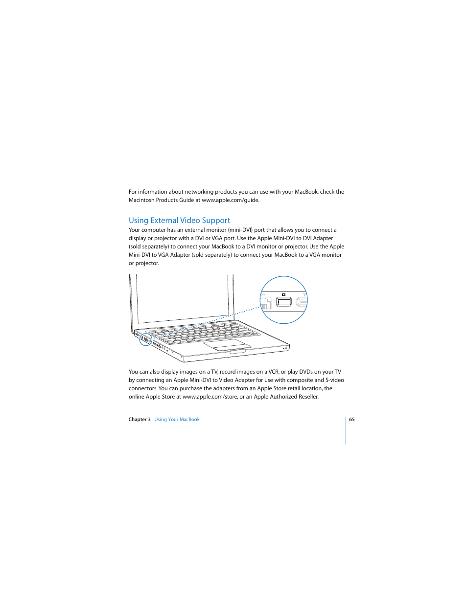 Using external video support | Apple MACBOOK User Manual | Page 65 / 138