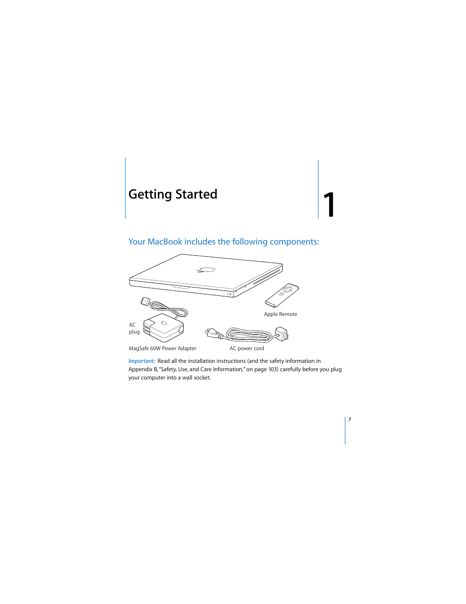 Getting started | Apple MACBOOK User Manual | Page 7 / 138