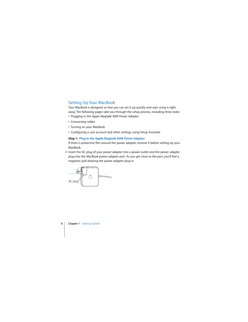 Setting up your macbook | Apple MACBOOK User Manual | Page 8 / 138