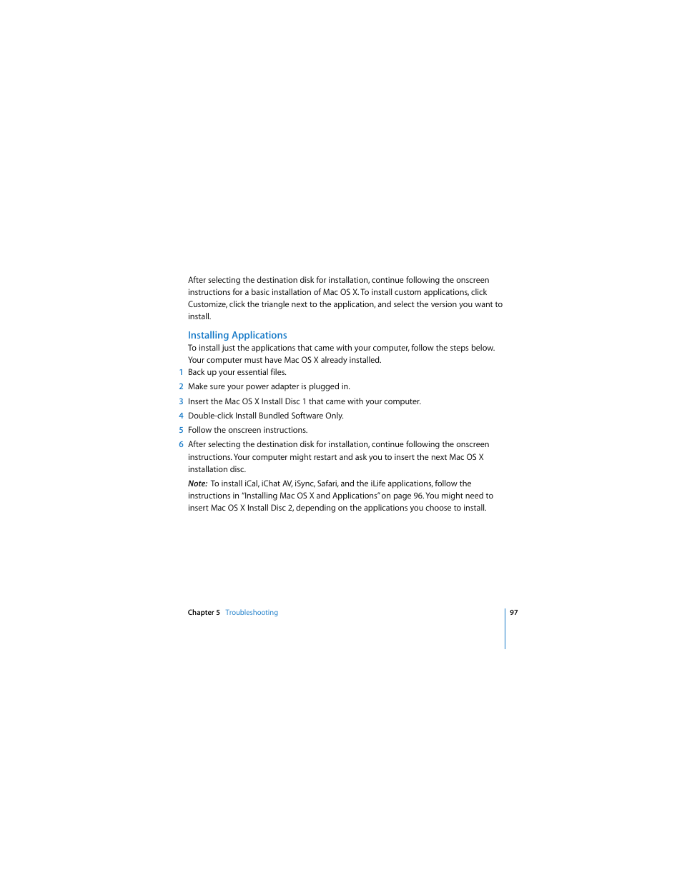 Installing applications | Apple MACBOOK User Manual | Page 97 / 138