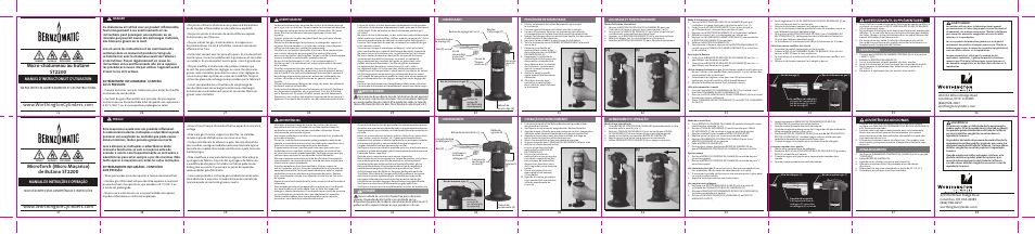 Micro-chalumeau au butane st2200, Microtorch (micro maçarico) de butano st2200, Manuel d’instructions et d’utilisation | Manual de instruções e operação, Avertissements supplémentaires, Advertências adicionais | BernzOmatic ST2200T User Manual | Page 2 / 2