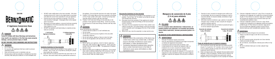 BernzOmatic GHA-096 User Manual | 2 pages