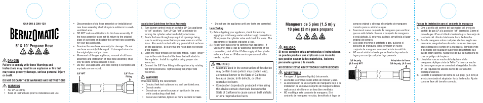 BernzOmatic GHA-120 User Manual | 2 pages