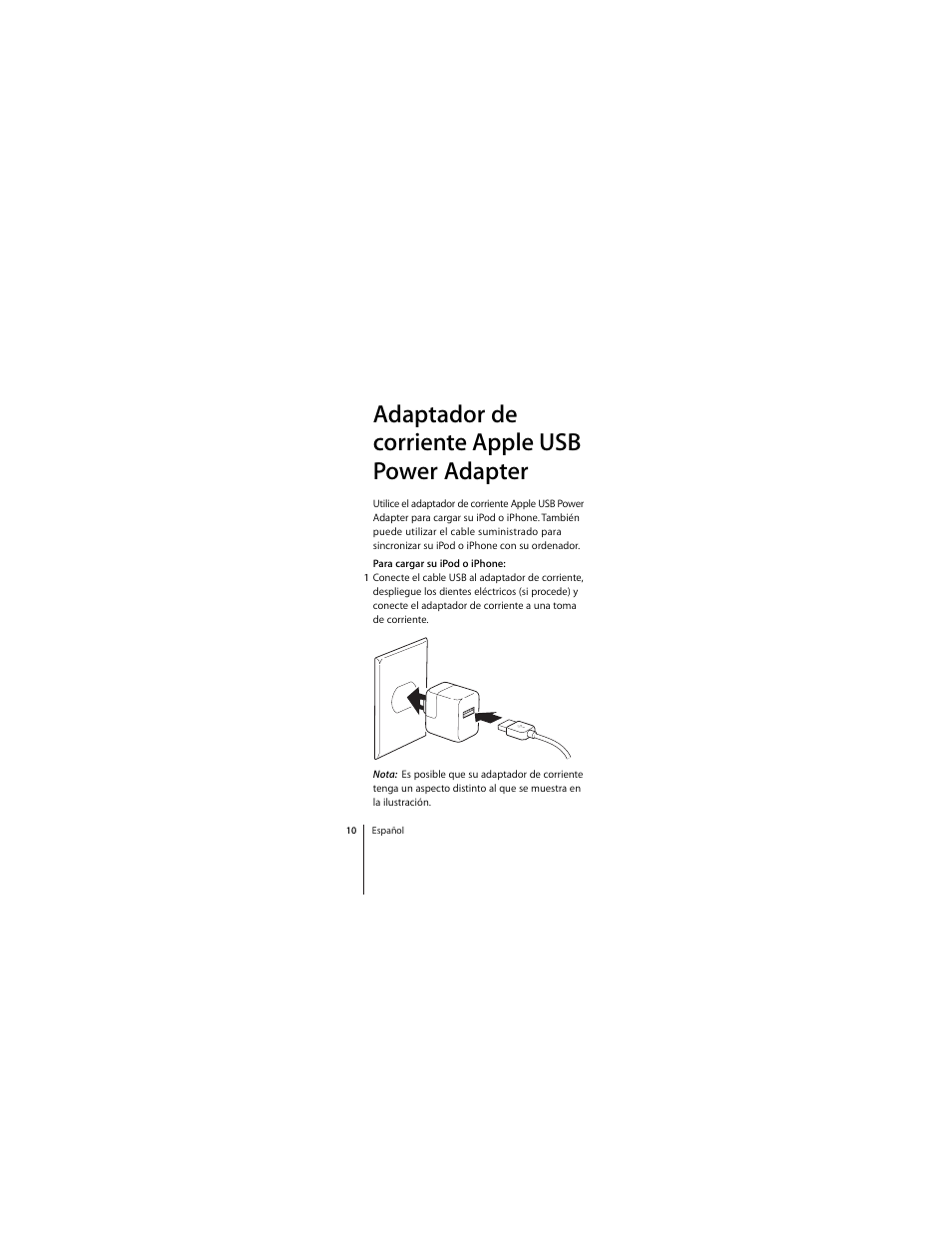 Adaptador de corriente apple usb power adapter | Apple USB Power Adapter User Manual | Page 10 / 16