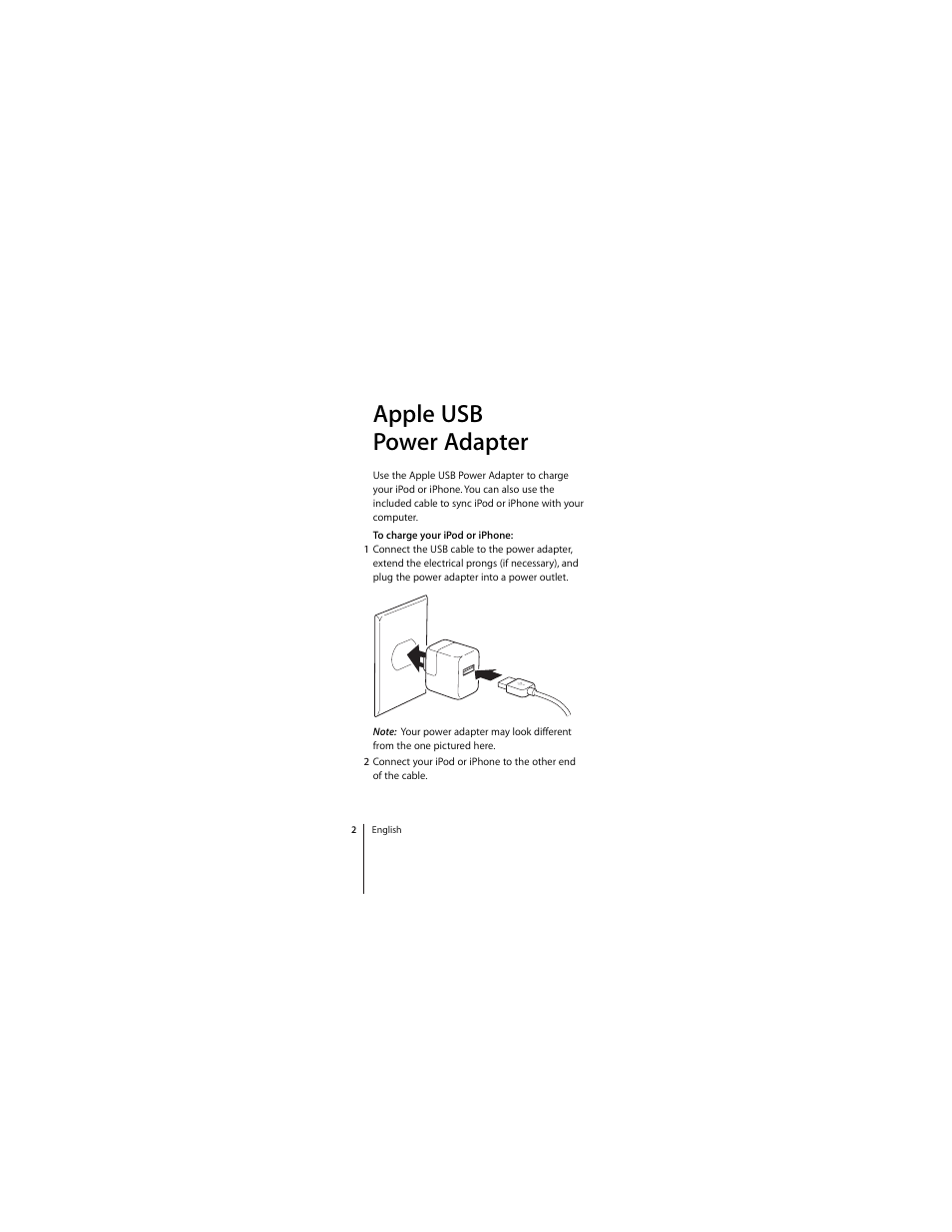 Apple usb power adapter | Apple USB Power Adapter User Manual | Page 2 / 16
