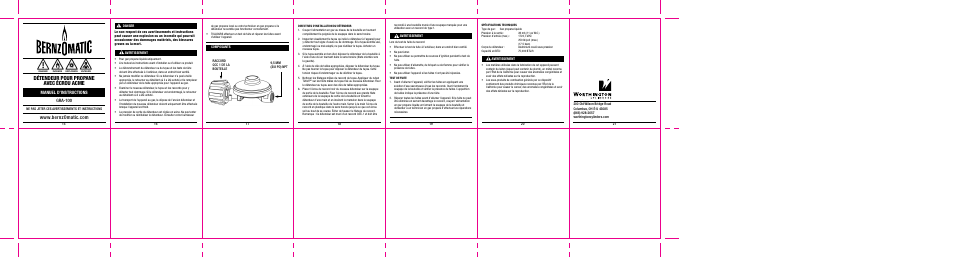 Détendeur pour propane avec écrou acme, Manuel d’instructions gra-100 | BernzOmatic GRA-100 User Manual | Page 2 / 2