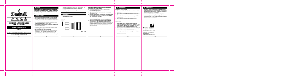 Connexion à raccord rapide pour gaz naturel, Manuel d’instructions gfa-300 | BernzOmatic GFA-300 User Manual | Page 2 / 2