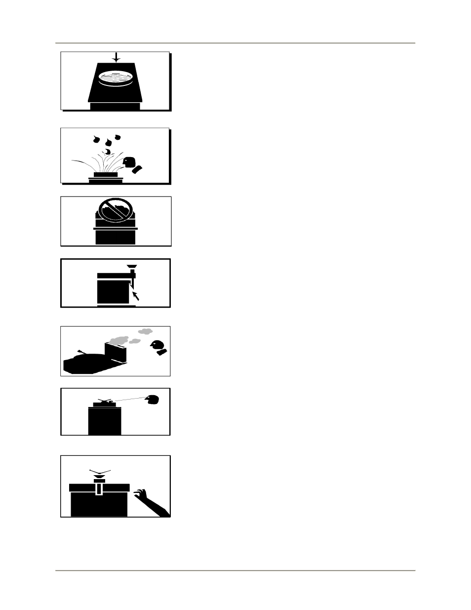 Do not overfill the fryer with shortening, Do not let any water get into the fryer, Do not overload the basket with food | Keep away from the vent, Seal the safety valve properly, Do not over-tighten the spin handle | BKI FKM-FC Electric Pressure Fryer User Manual | Page 7 / 40