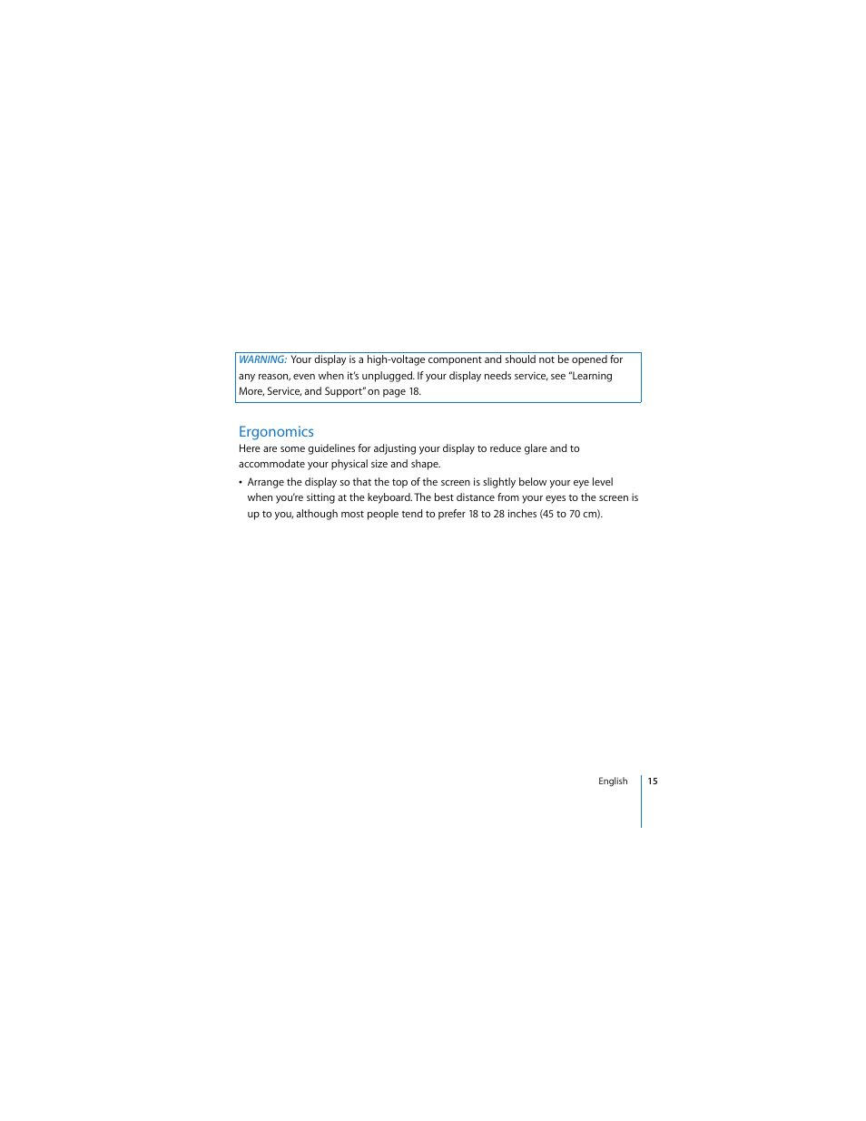 Ergonomics | Apple Cinema Display User Manual | Page 15 / 122