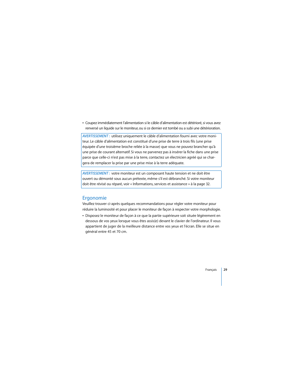 Ergonomie | Apple Cinema Display User Manual | Page 29 / 122