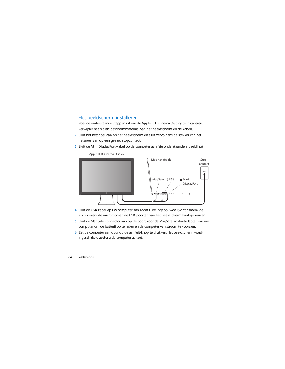 Het beeldscherm installeren | Apple Cinema Display User Manual | Page 64 / 122