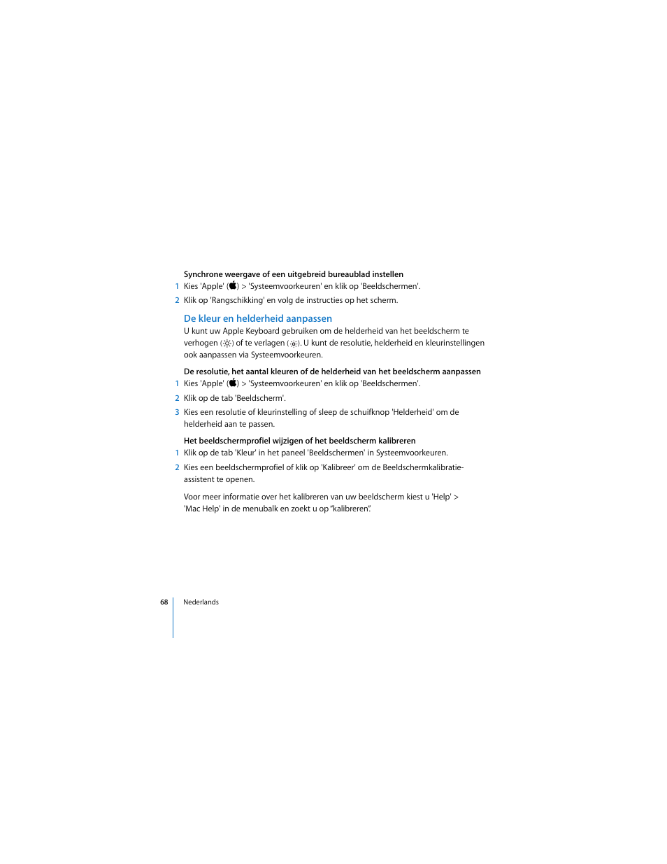 De kleur en helderheid aanpassen | Apple Cinema Display User Manual | Page 68 / 122