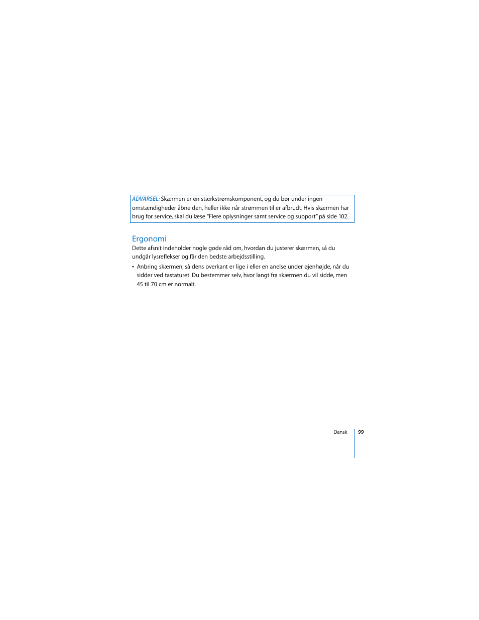 Ergonomi | Apple Cinema Display User Manual | Page 99 / 122