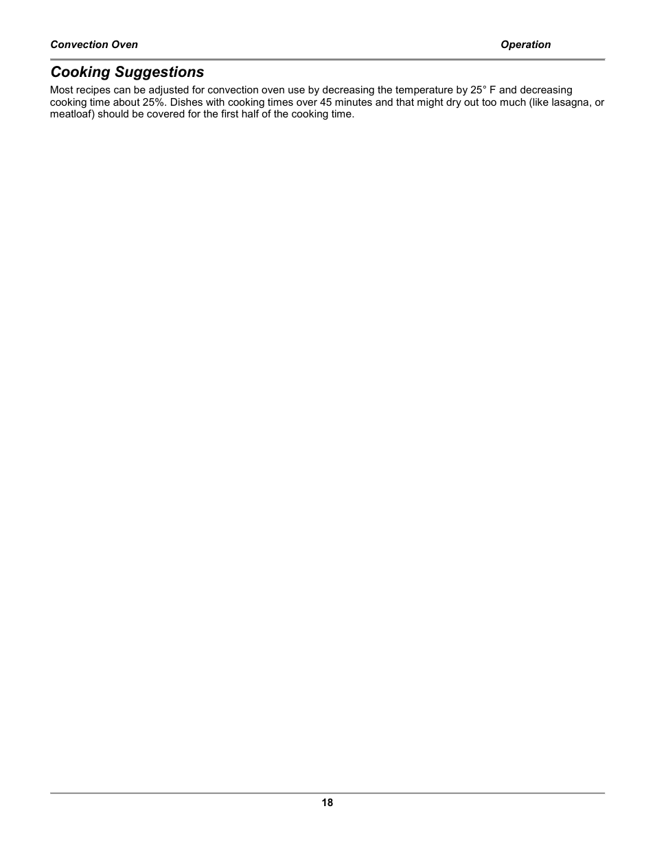 Cooking suggestions | BKI COq Convection Oven User Manual | Page 20 / 48
