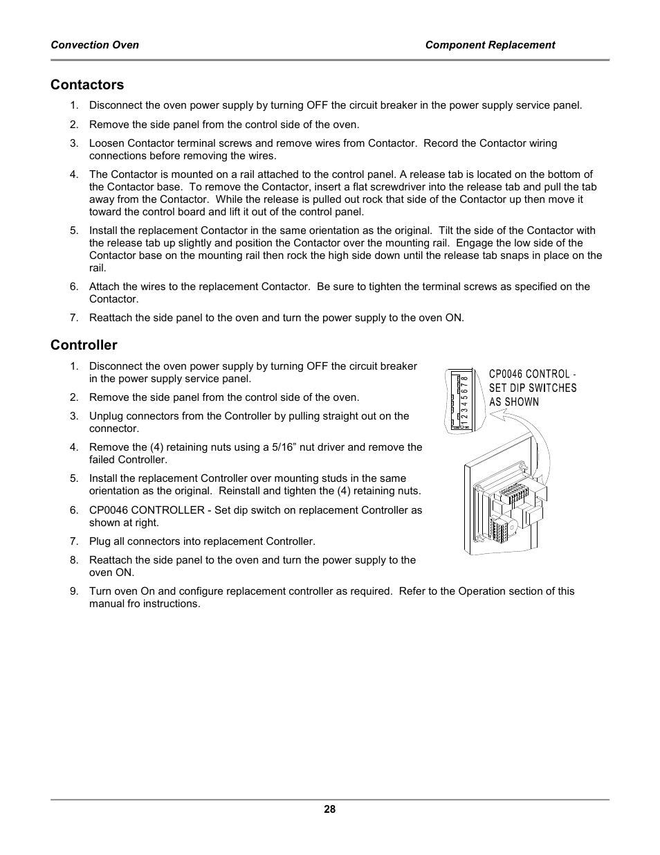 Contactors, Controller | BKI COq Convection Oven User Manual | Page 30 / 48