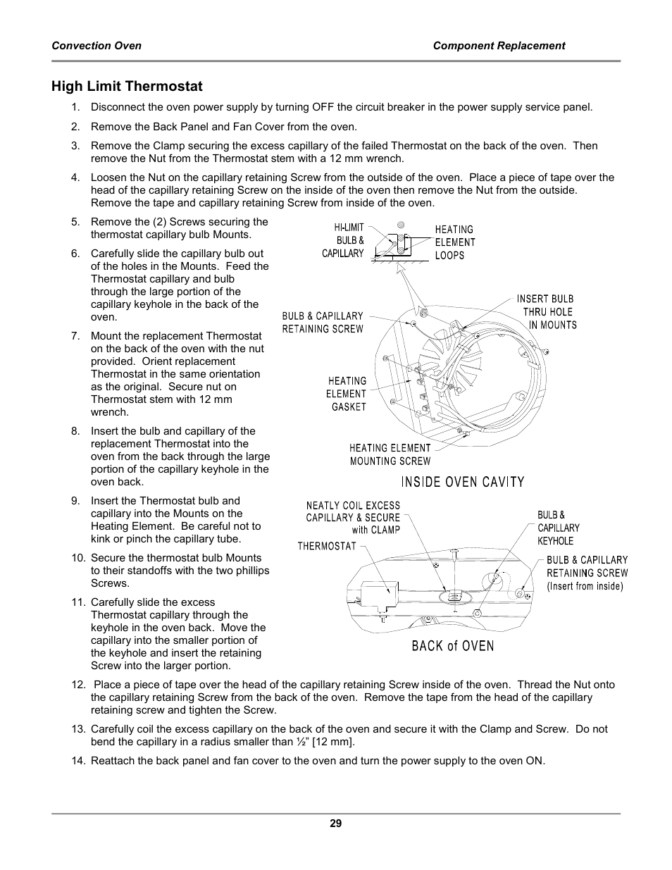 High limit thermostat | BKI COq Convection Oven User Manual | Page 31 / 48