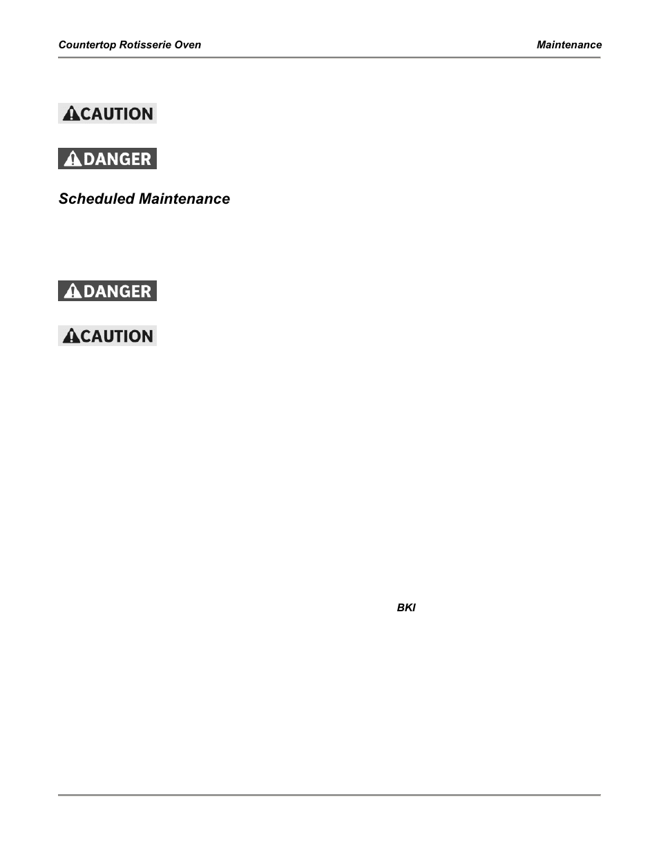 Maintenance, Scheduled maintenance, Oven cleaning | BKI FS Countertop Rotisserie Oven User Manual | Page 14 / 16