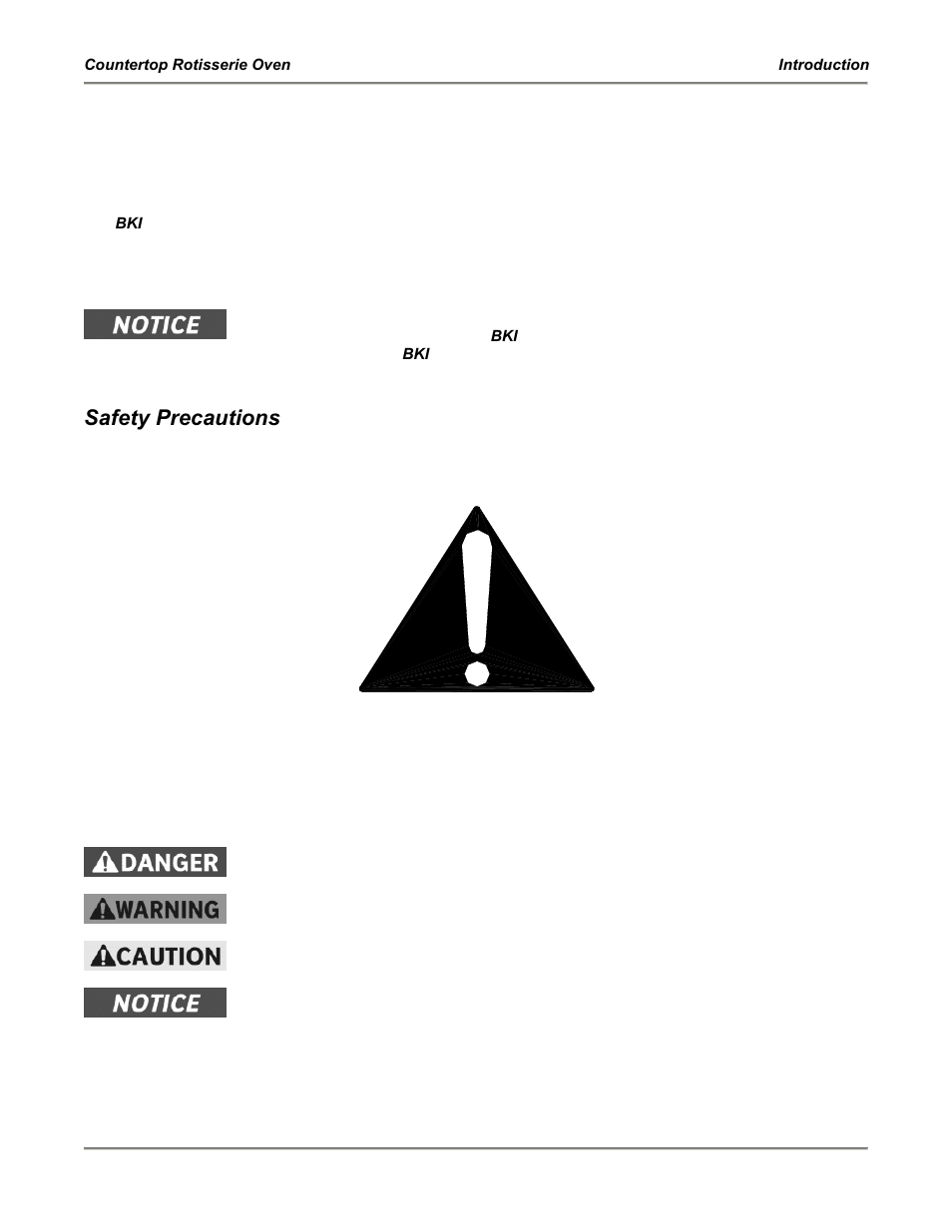 Introduction, Safety precautions, Safety signs and messages | BKI FS Countertop Rotisserie Oven User Manual | Page 4 / 16