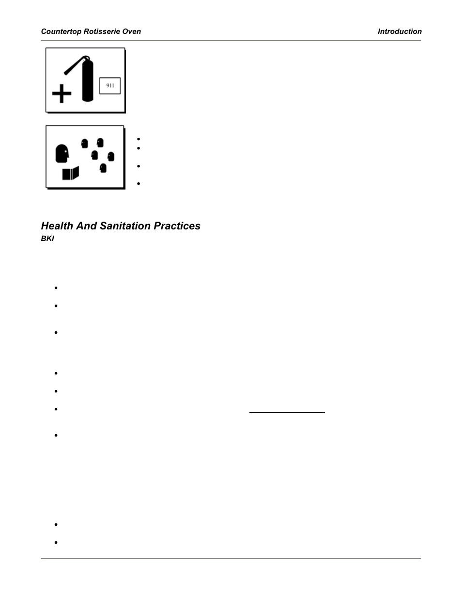Health and sanitation practices, Food handling, Storage of raw meats | Coding cooked foods, Storage of prepared foods | BKI FS Countertop Rotisserie Oven User Manual | Page 6 / 16