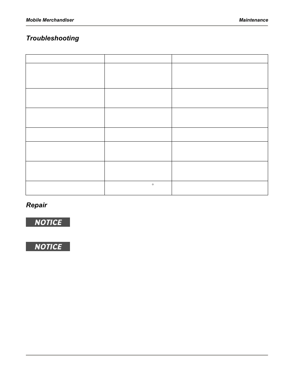 Troubleshooting, Repair | BKI MM6 Mobile Merchandiser User Manual | Page 11 / 12