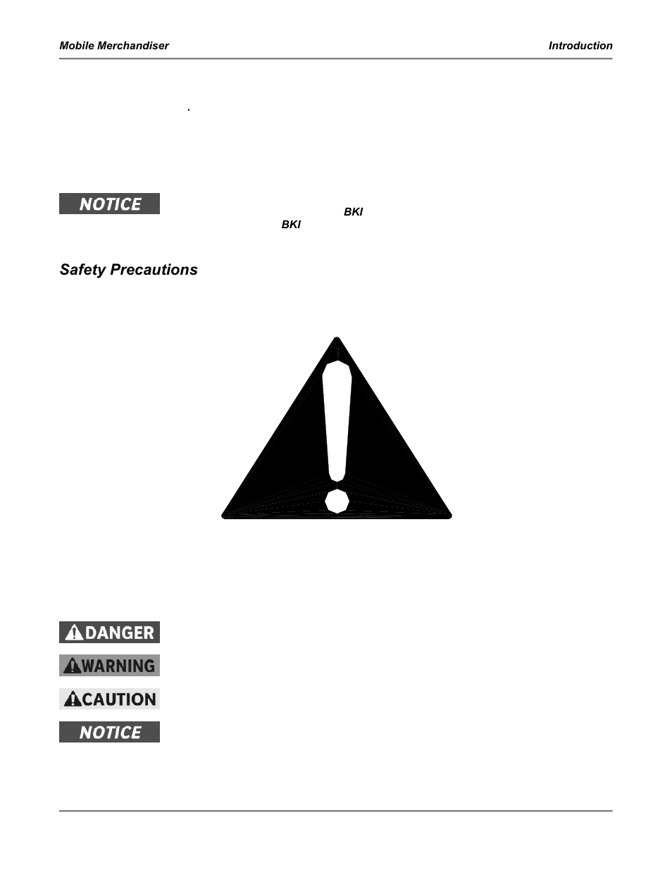 Introduction, Safety precautions | BKI MM6 Mobile Merchandiser User Manual | Page 4 / 12