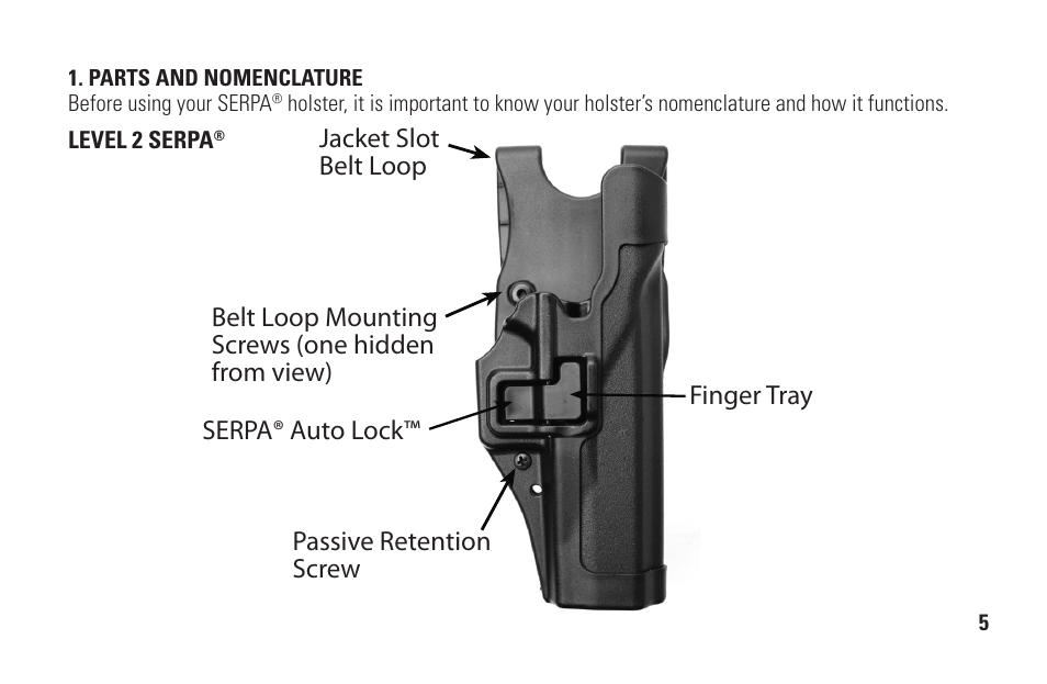 BLACKHAWK! LEVEL 2 SERPA LIGHT BEARING FOR XIPHOS NT User Manual | Page 5 / 24