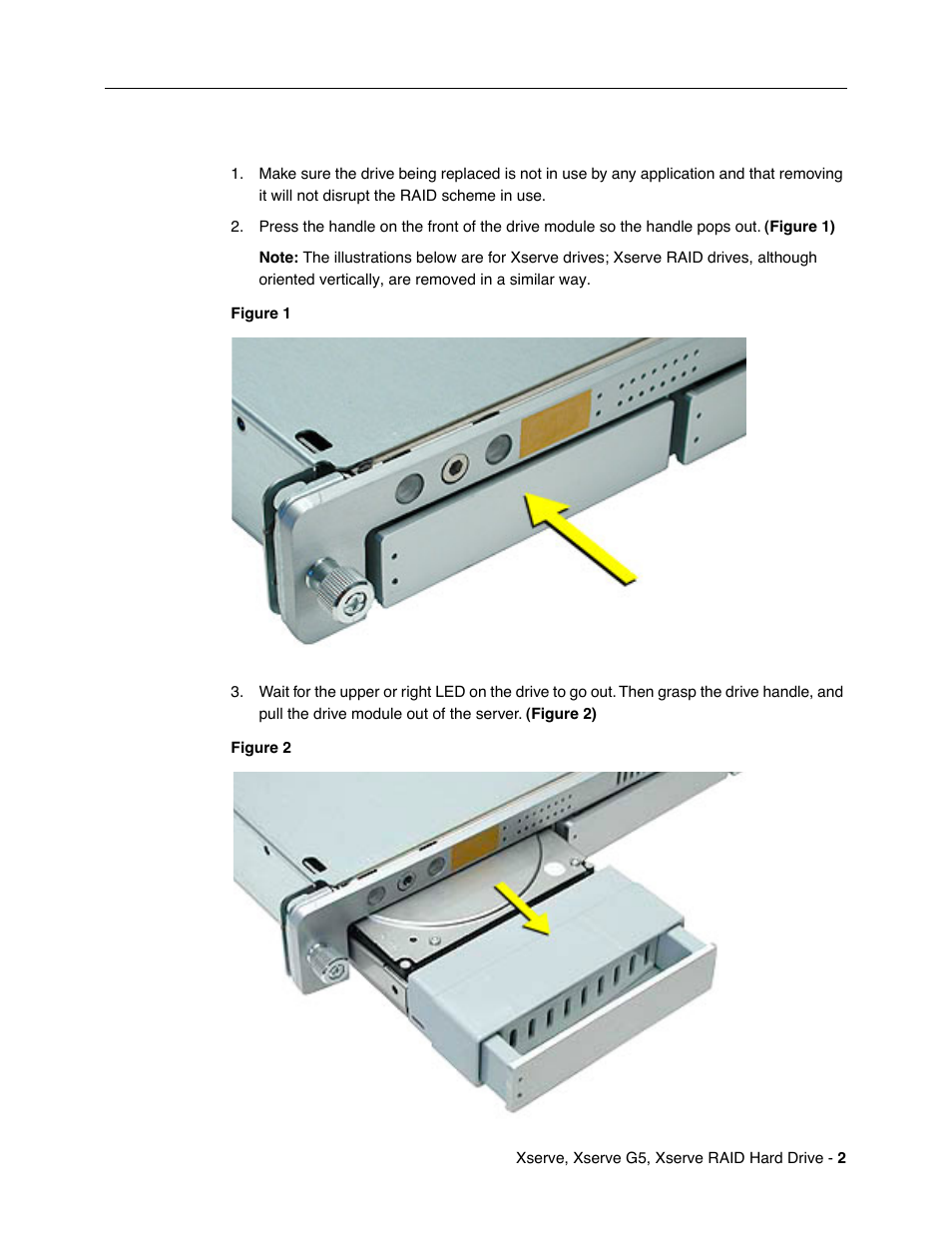 Removing the installed hard drive | Apple Xserve (Hard Drive Replacement) User Manual | Page 2 / 3