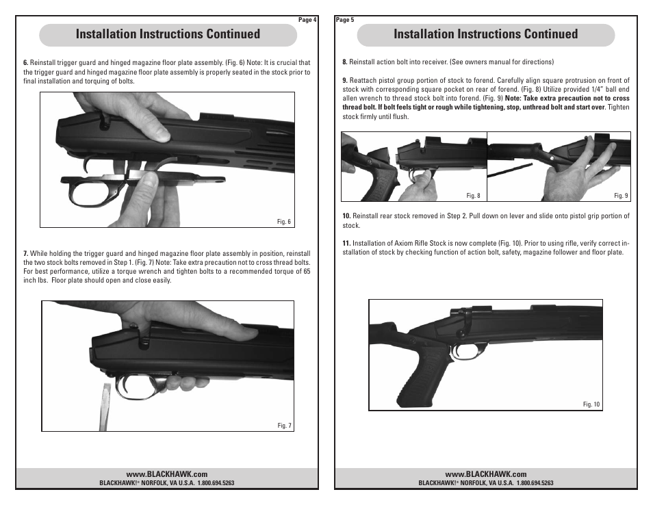 Installation instructions continued | BLACKHAWK! AXIOM U/L RIFLE STOCK CAMO FINISH User Manual | Page 3 / 6